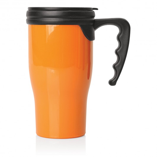 Orange Double Wall Plastic Travel Mugs